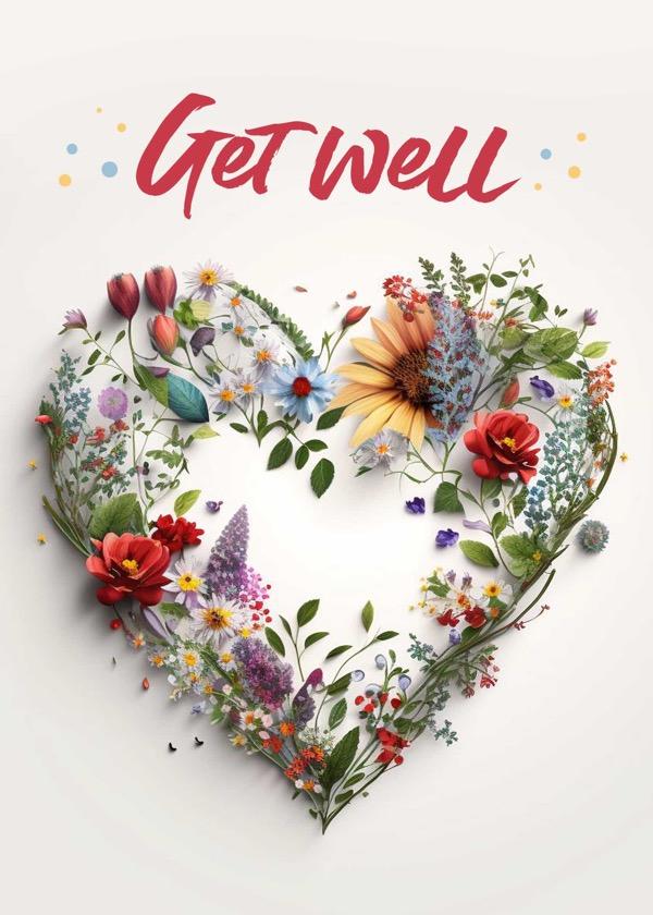 get well heart flower