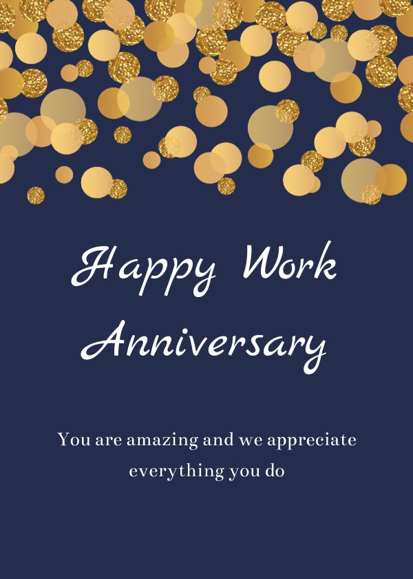 Gold Confetti Work Anniversary Card