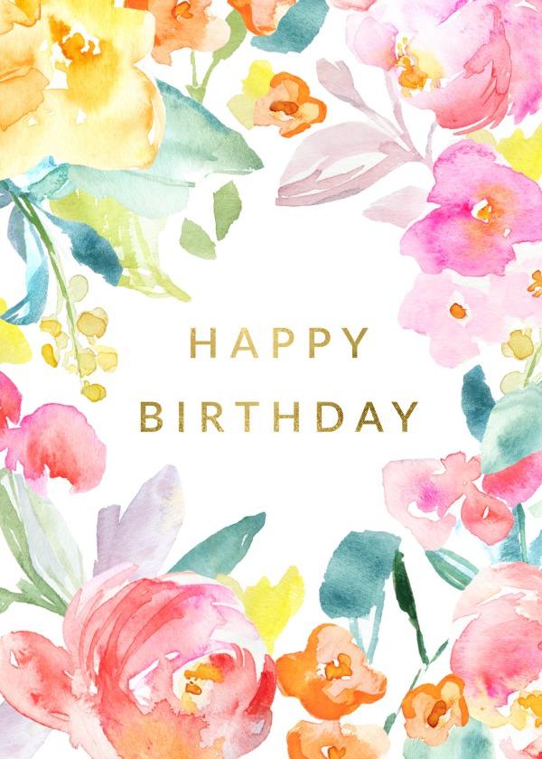 Watercolor flowers for your birthday